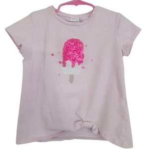 Zara Girls Pink Ice Cream Graphic Kids T-Shirt Size 7